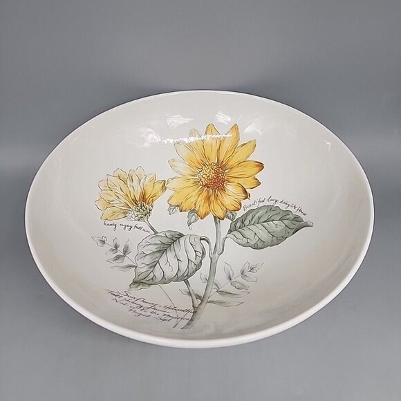 Lenox Artist Sketchbook Sunflower Helianthus Round Serving Bowl 10" Laurie Le - Picture 1 of 8